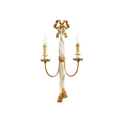 Applique - 2 light Wall Lamp with Bow and Tassel Drape