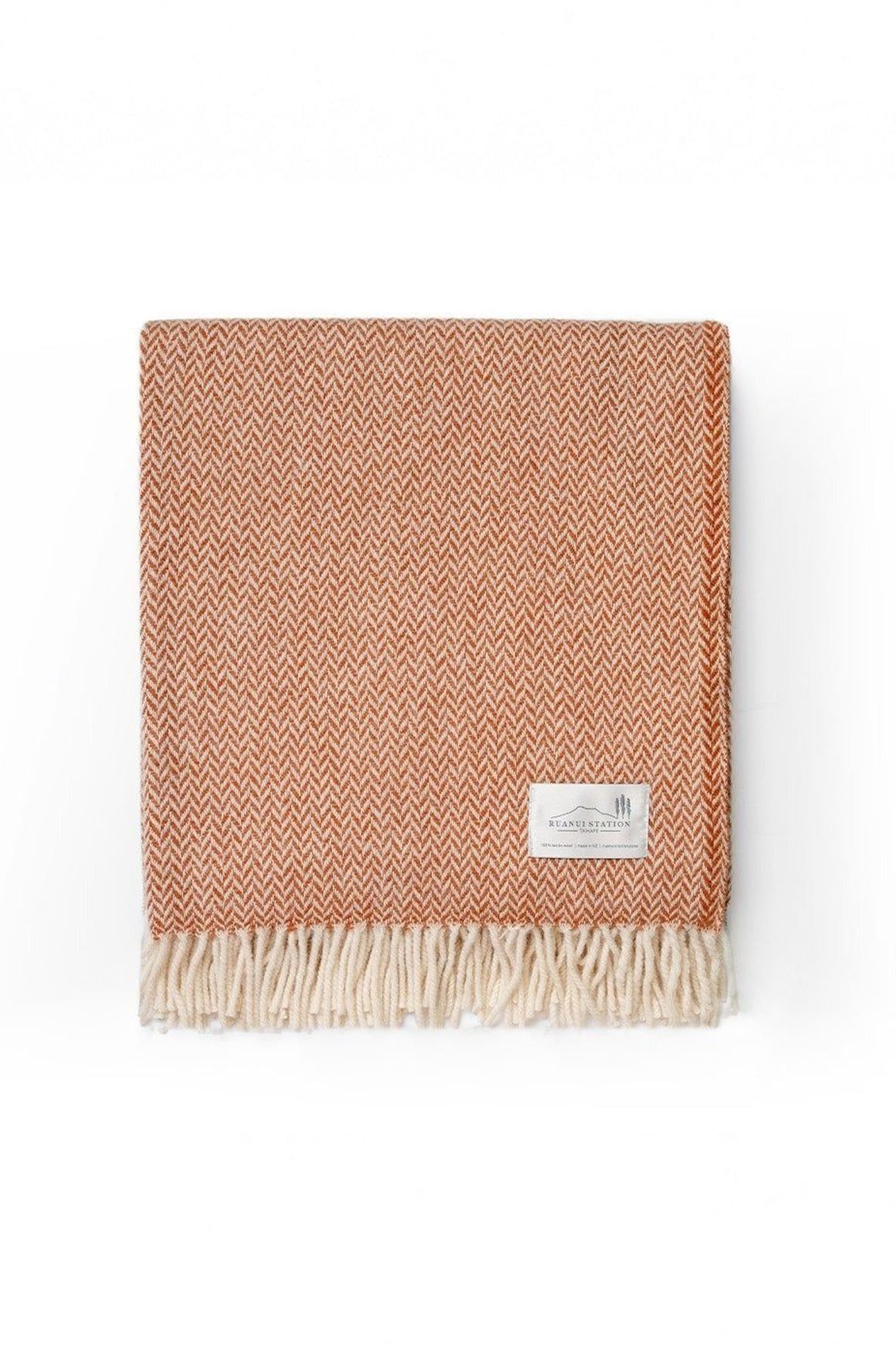 Ruanui Station Lambswool Throw - Rakaia Rust