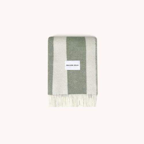 Maison Deux Rough Stripe - Agave | Large Reversible Wool Throw