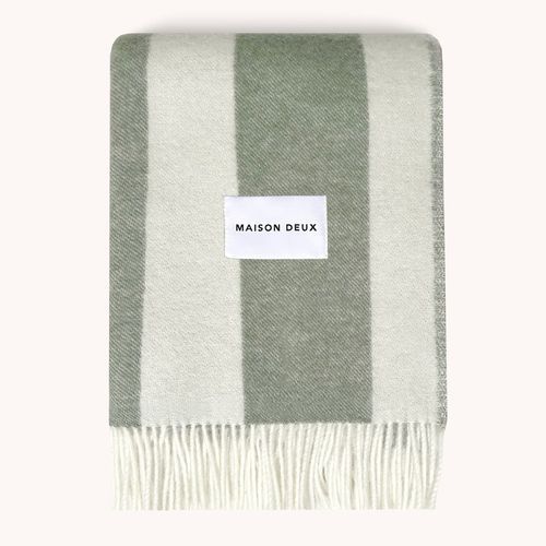 Maison Deux Rough Stripe - Agave | Large Reversible Wool Throw