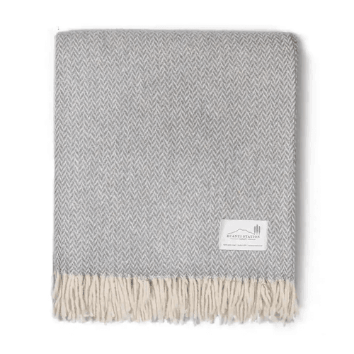 Ruanui Station Lambswool Throw -  Gully Grey Chevron
