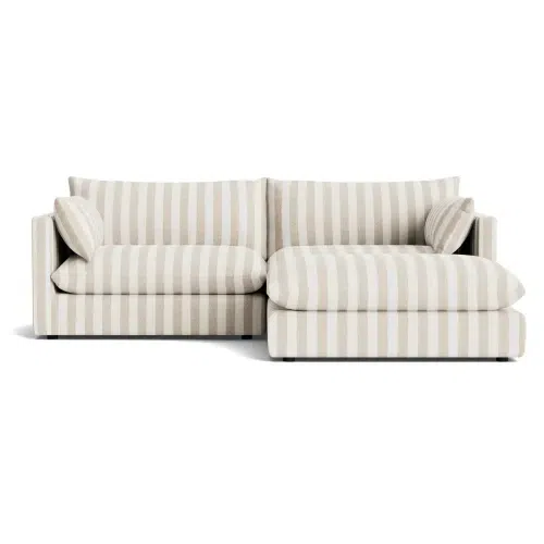 Sidney Slipcover 4 Seater Chaise Sofa - Marnie Sand Stripe