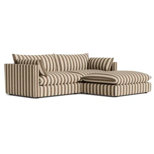 Sidney Slipcover 4 Seater Chaise Sofa - Marnie Coconut Stripe