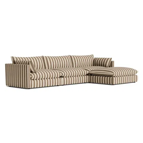 Sidney Slipcover 5 Seater Chaise Sofa - Marnie Coconut Stripe
