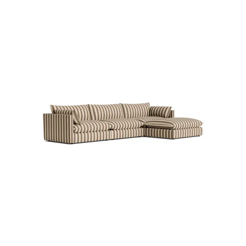 Sidney Slipcover 5 Seater Chaise Sofa - Marnie Coconut Stripe