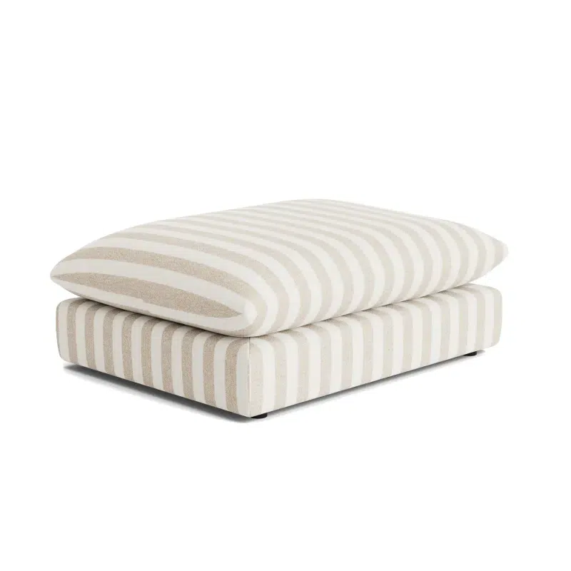 Sidney Slipcover Ottoman - Marnie Sand Stripe