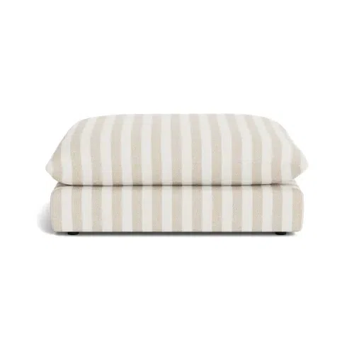 Sidney Slipcover Ottoman - Marnie Sand Stripe