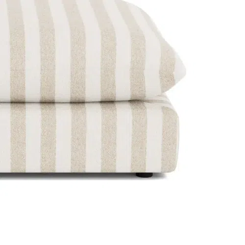 Sidney Slipcover Ottoman Fabric - Marnie Sand Stripe