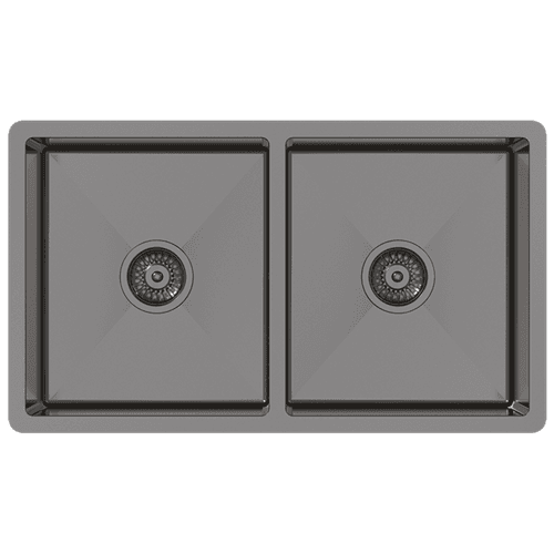 Brushed Gunmetal Madison 775x450 Double Bowl Sink