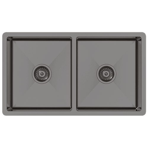 Brushed Gunmetal Madison 775x450 Double Bowl Sink