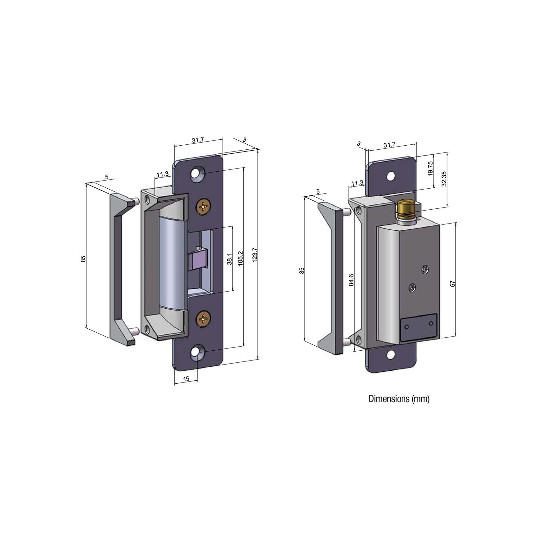 LOX Electric Strike Monitored ANSI Footprint 12/24V DC ES10M