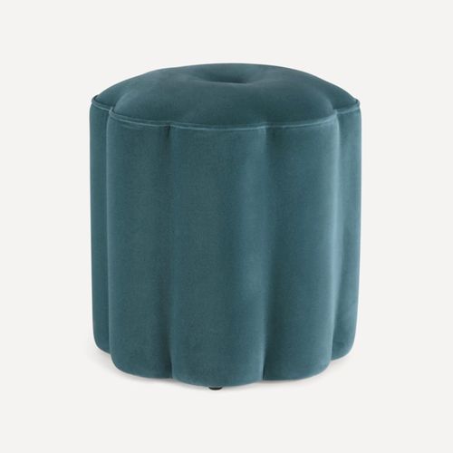 Soho Home | Flower Footstool Moleskin Velvet | Marine