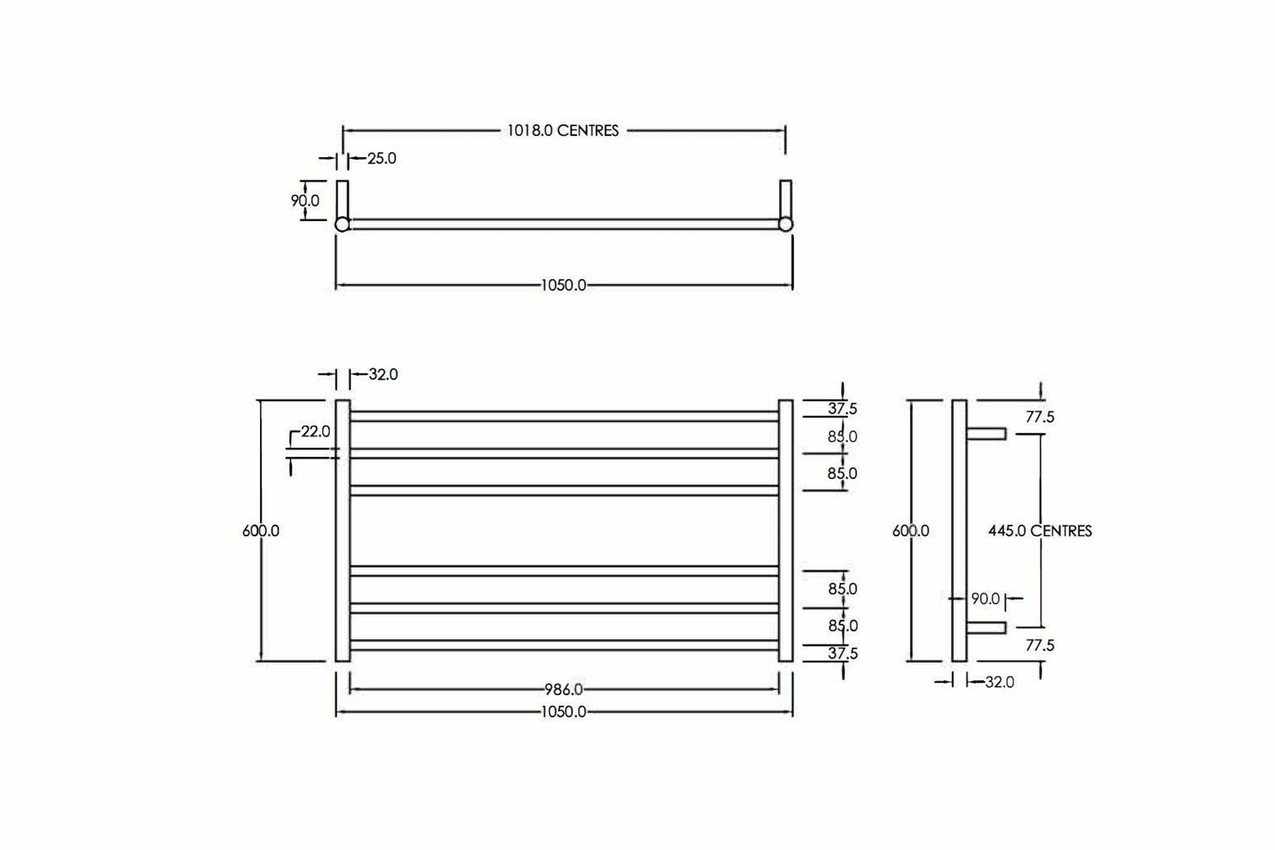 Round Heated Towel Ladder 600x1050mm