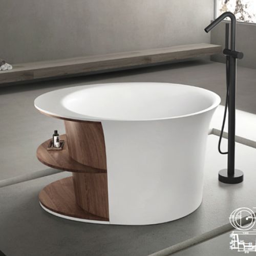 Josei Round Japanese Shelf Soak Tub - 1200mm - MGD01