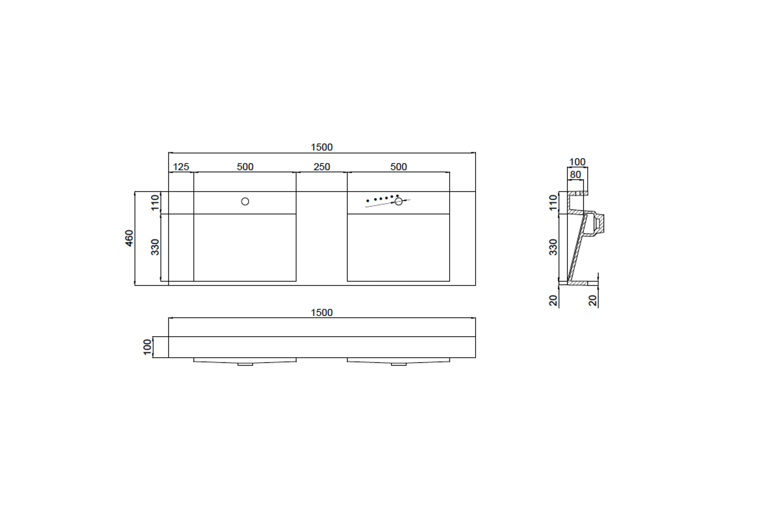 The Ramp Basin - Ramp C100-b 1500mm Double