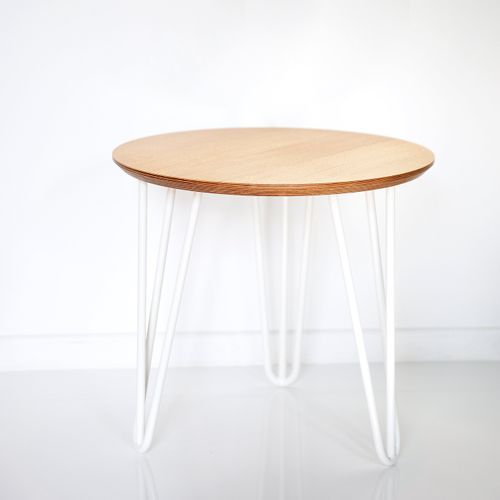 Chicane Side Table (round) with Hairpin Legs