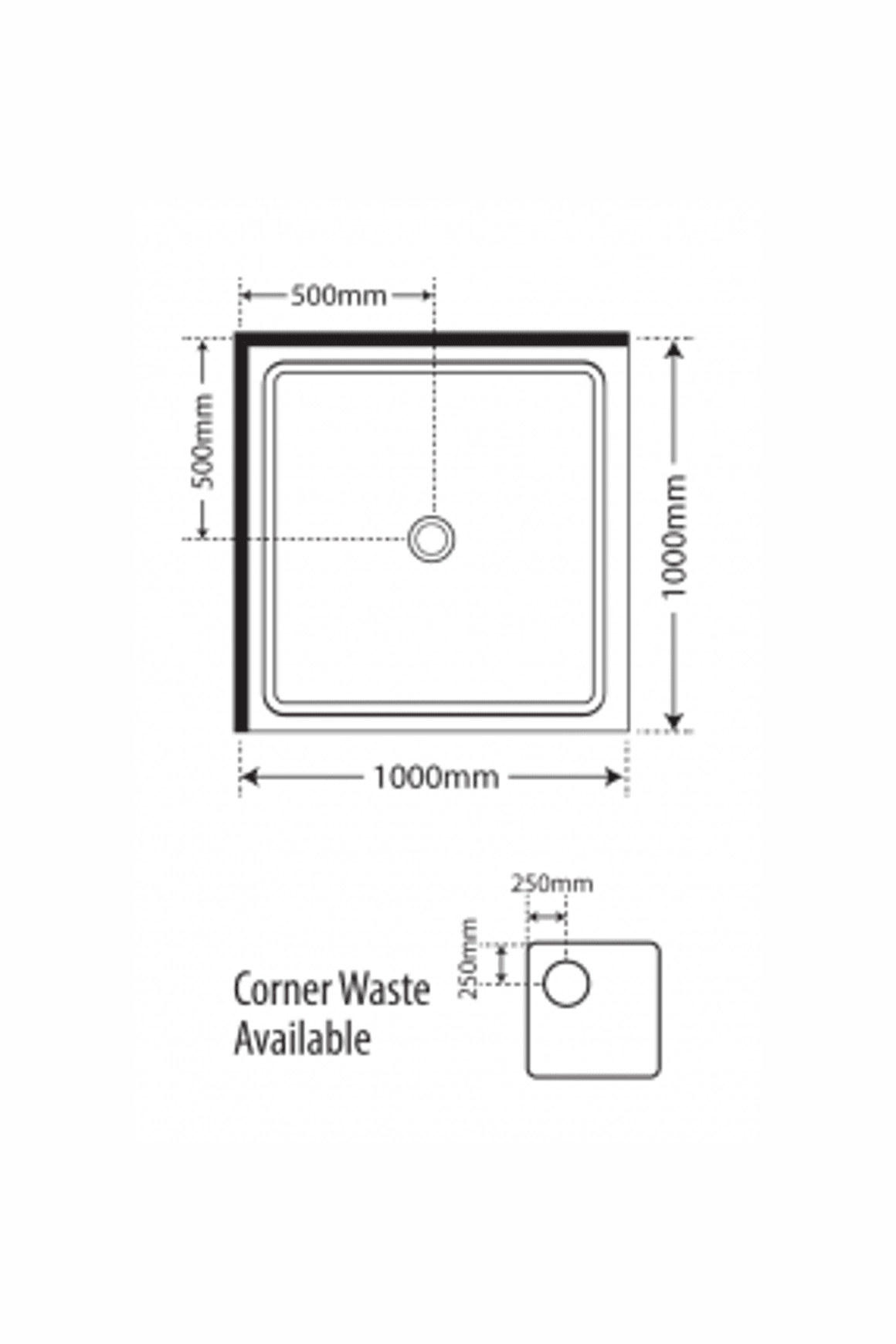 Adjustable Frameless Pivot Square 1000 dimensions