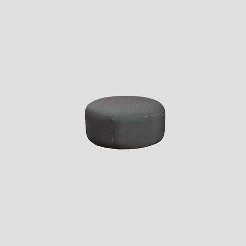Sunbrella Round Ottoman- Charcoal Tweed