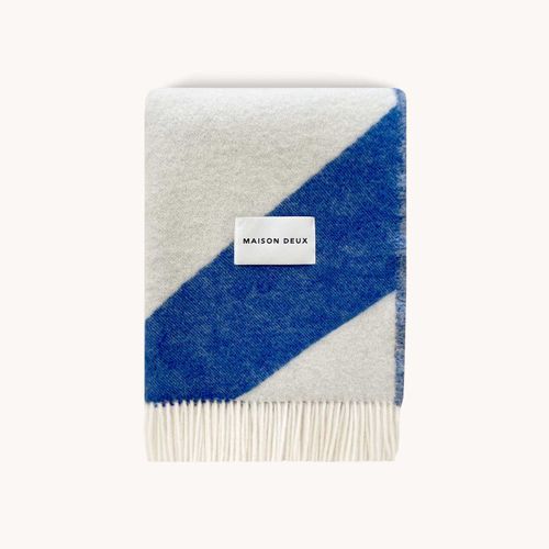 Maison Deux Swirl - Cobalt White | Large Reversible Wool Throw