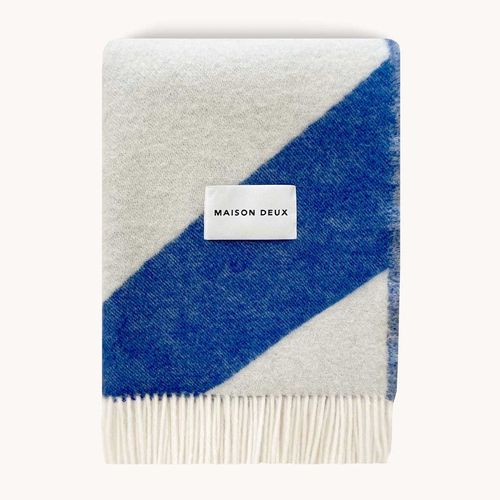 Maison Deux Swirl - Cobalt White | Large Reversible Wool Throw
