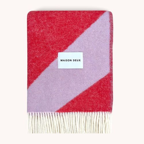 Maison Deux Swirl Lilac Scarlet | Large Reversible Wool Throw