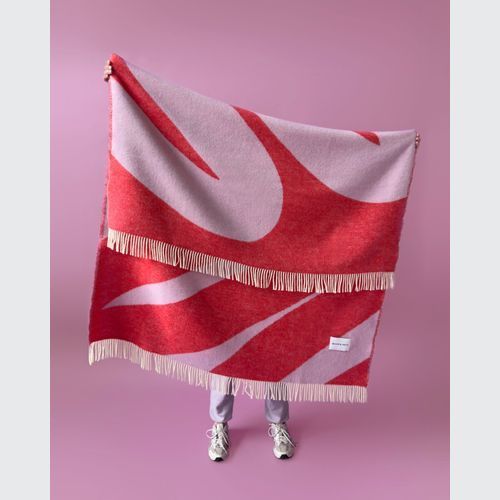Maison Deux Swirl Lilac Scarlet | Large Reversible Wool Throw