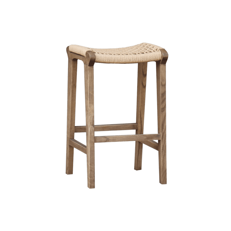 Reclaimed Oak/Rattan Barstool