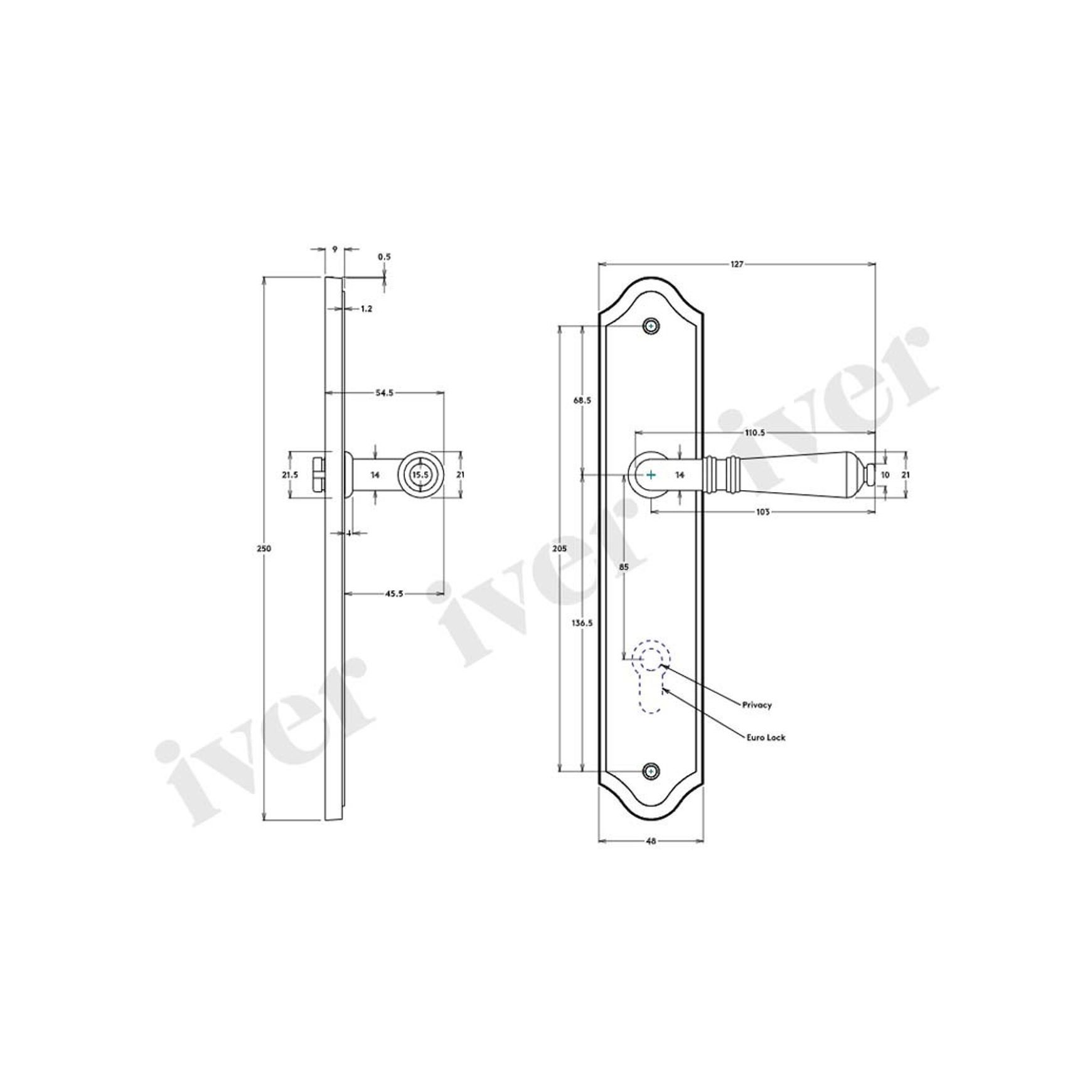Iver Sarlat Lever on Shouldered Backplate Latch Signature Brass 10712 - Customise to your need