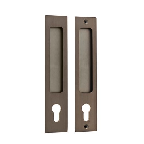Iver Rectangular Flush Pull Euro Lock Signature Brass for Sliding Doors 21411E *Pair*