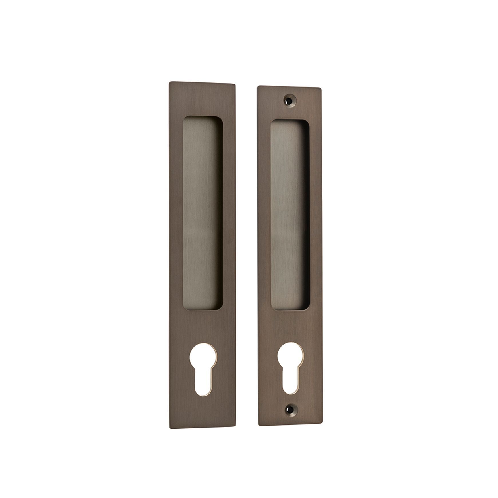 Iver Rectangular Flush Pull Euro Lock Signature Brass for Sliding Doors 21411E *Pair*