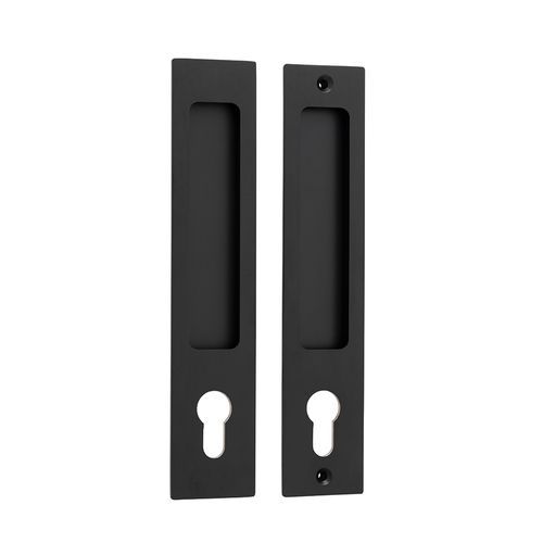 Iver Rectangular Flush Pull Euro Lock Matt Black for Sliding Doors 21413E *Pair*