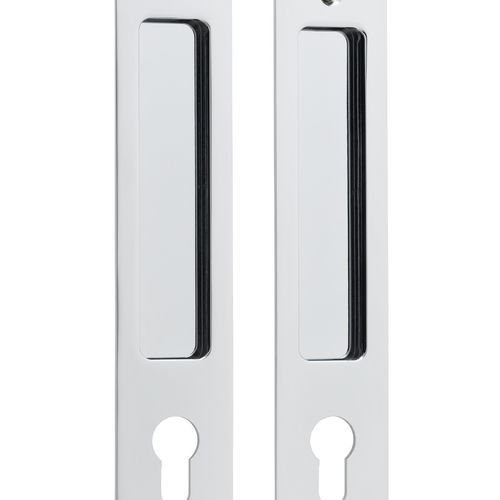 Iver Rectangular Flush Pull Euro Lock Polished Chrome for Sliding Doors 21414E *Pair*
