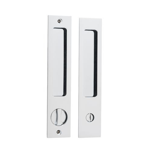 Iver Sliding Door Flush Pull Rectangular Privacy Polished Chrome Pair 21414P