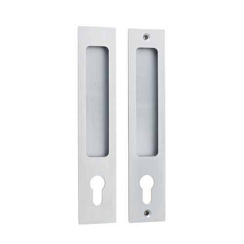 Iver Rectangular Flush Pull Euro Lock Brushed Chrome for Sliding Doors 21415E *Pair*