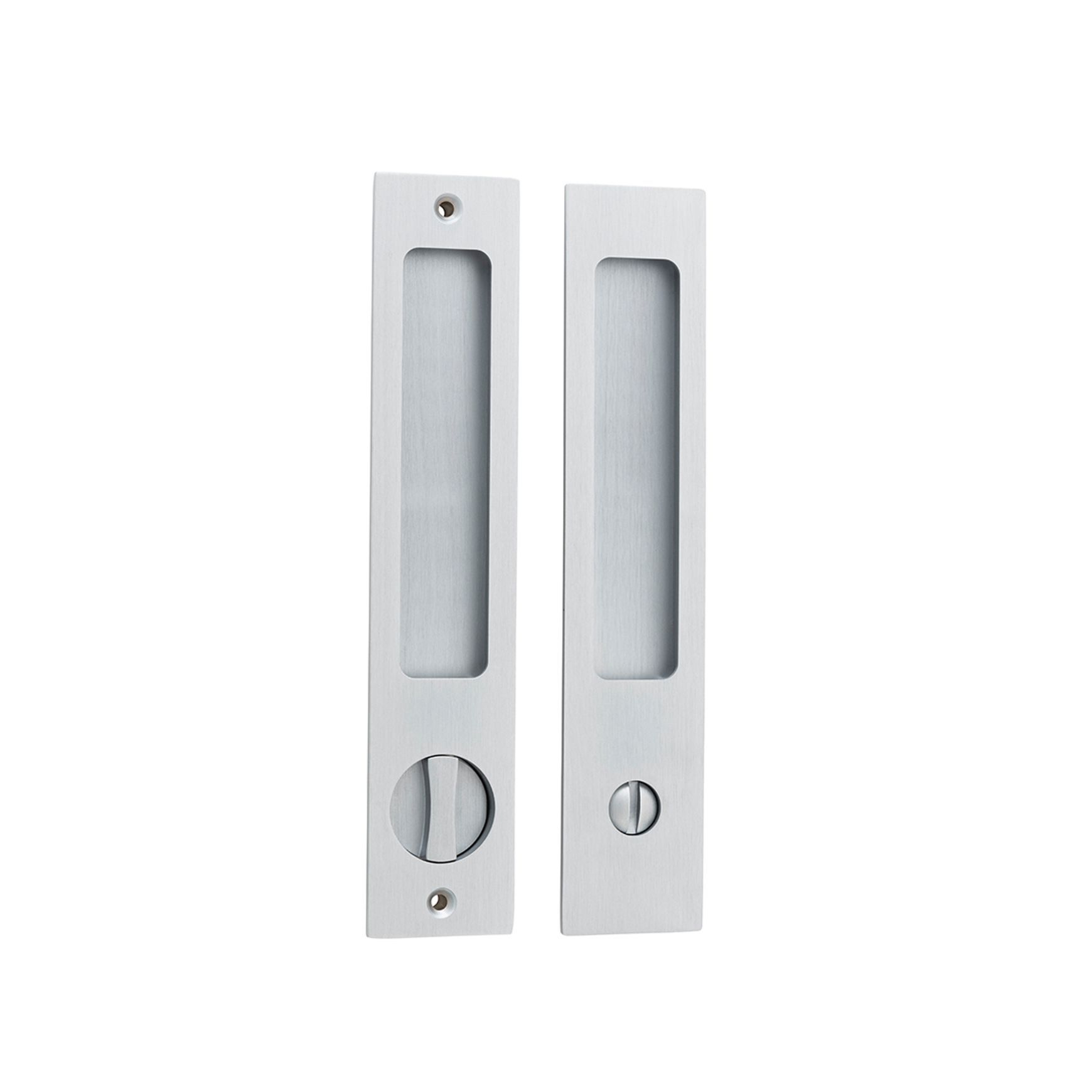 Iver Rectangular Flush Pull Privacy Set Brushed Chrome for Sliding Doors 21415P *Pair*