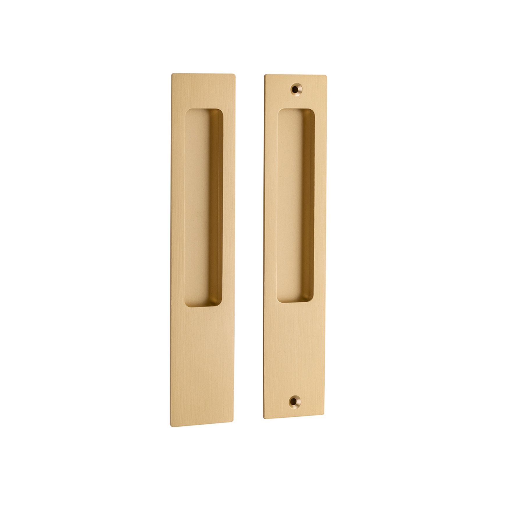 Iver Rectangular Flush Pull Passage Set Brushed Brass for Sliding Doors 21416 *Pair*