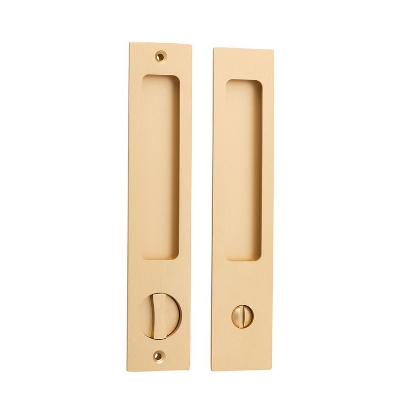 Iver Rectangular Flush Pull Privacy Set Brushed Brass for Sliding Doors 21415P *Pair*