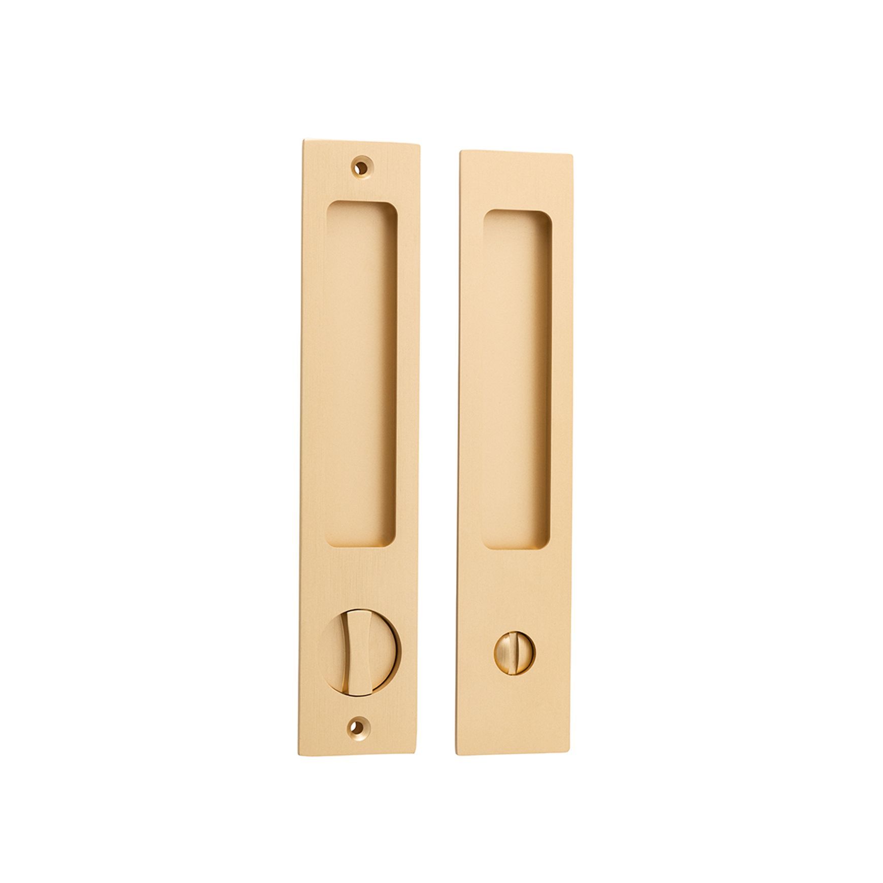 Iver Rectangular Flush Pull Privacy Set Brushed Brass for Sliding Doors 21415P *Pair*