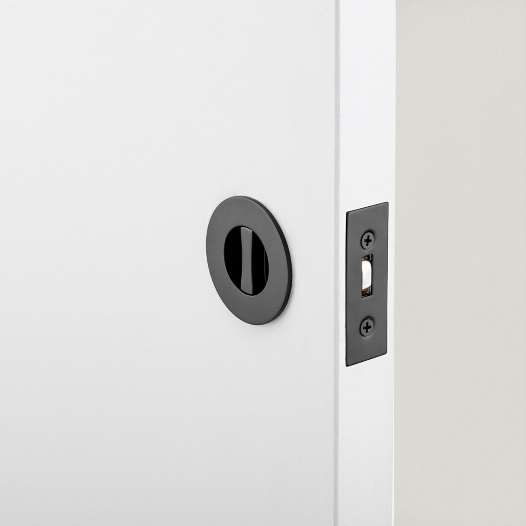 Iver Sliding Door Pull Round Privacy Matt Black 21433 *Pair*