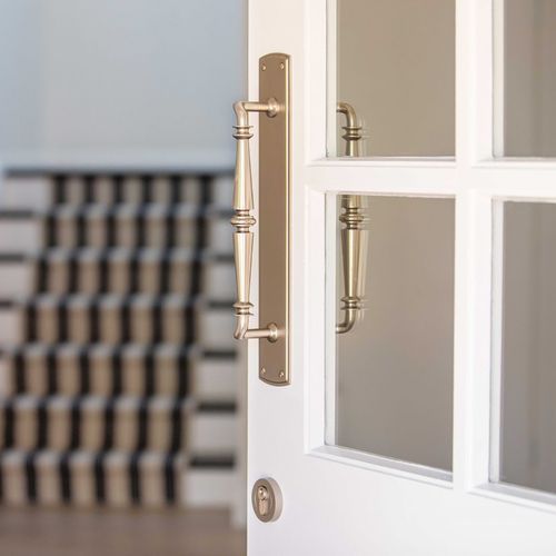 Iver Sarlat Door Pull Handle on Backplate Polished Nickel 380mm x 65mm 9348