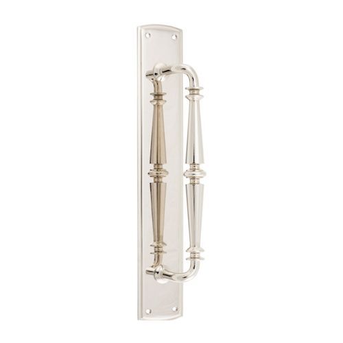 Iver Sarlat Door Pull Handle on Backplate Polished Nickel 380mm x 65mm 9348