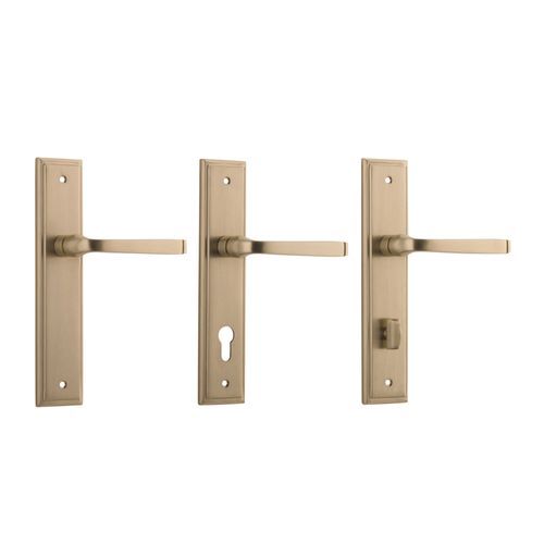 Iver Annecy Door Lever on Stepped Backplate Brushed Brass - Customise to your needs