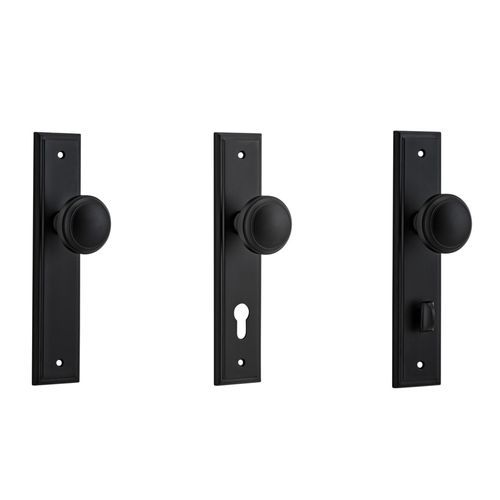 Iver Paddington Door Knob Stepped Backplate Matt Black - Customise to your needs