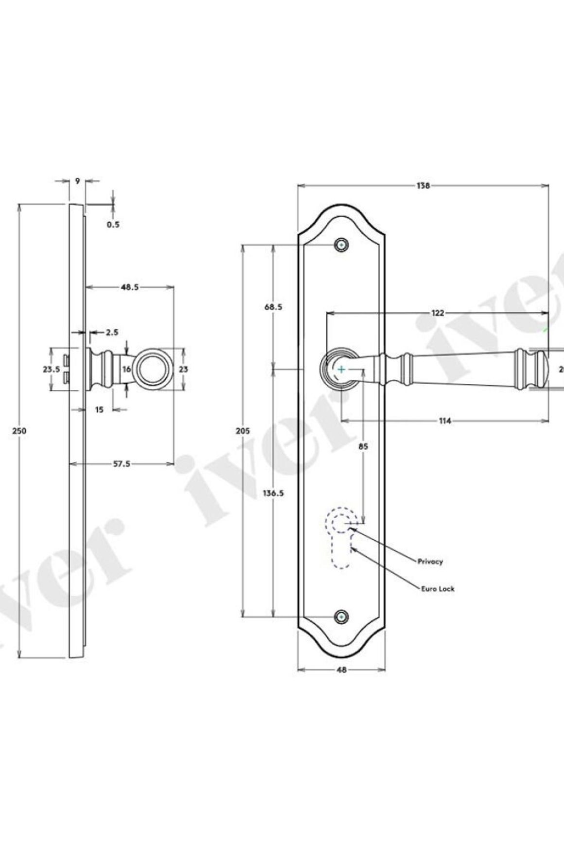 Iver Verona Door Lever on Shouldered Backplate Brushed Chrome - Customise to your needs
