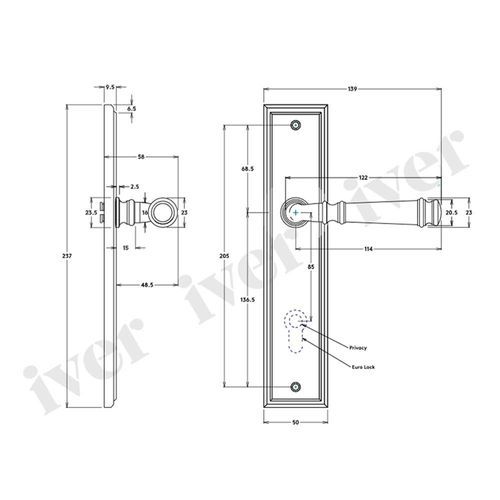 Iver Verona Door Lever on Stepped Backplate Chrome Plated - Customise to your needs