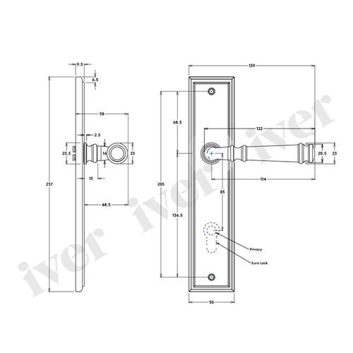 Iver Verona Door Lever on Stepped Backplate Brushed Chrome - Customise to your needs