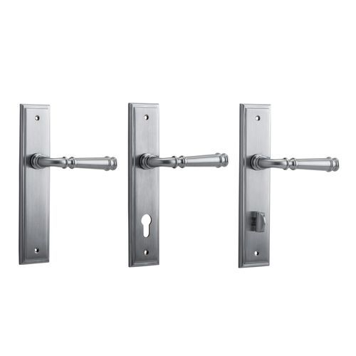 Iver Verona Door Lever on Stepped Backplate Brushed Chrome - Customise to your needs