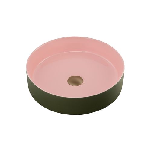 Terzofoco Olive and Salmon Short Circular Counter Top Basin