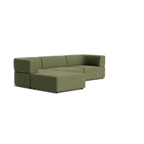 Stretch 4 Seater Chaise Sofa - Corduroy Forest