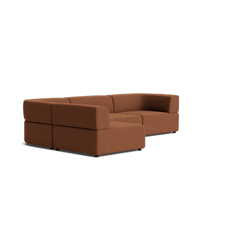Stretch 4 Seater Open Chaise Sofa - Corduroy Cocoa